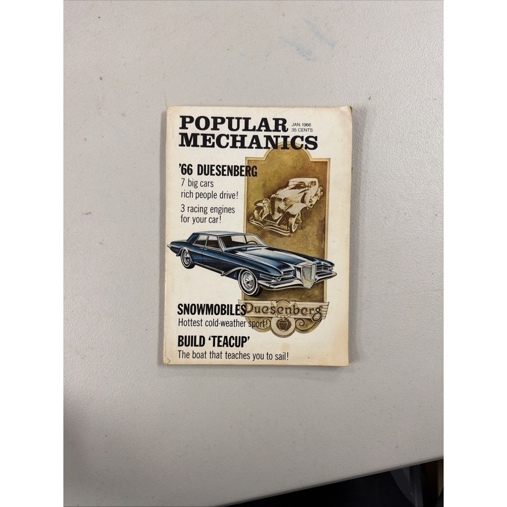 Vintage Popular Mechanics Magazine ~ January 1966 ~ '66 Duesenberg